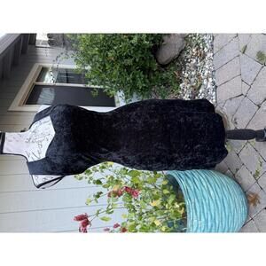 Vintage 80s 90s Black Velvet Witchy Stevie Nicks Black Cat Cocktail Dress M